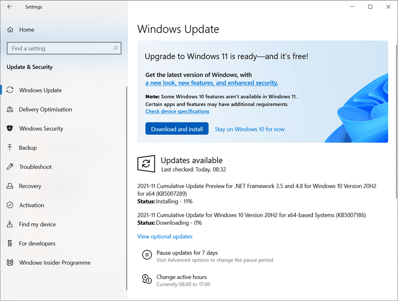 windows 10 upgrade to windows 11 available download and install